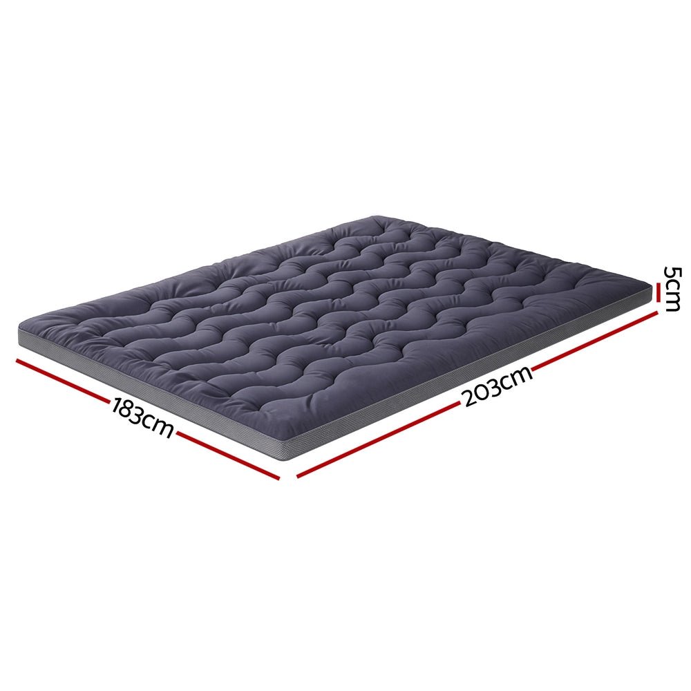 5cm Mattress Topper Pillowtop toppers Bamboo Charcoal King - Furniture > Mattresses > Mattress Toppers - Rivercity House & Home Co. (ABN 18 642 972 209) - Affordable Modern Furniture Australia