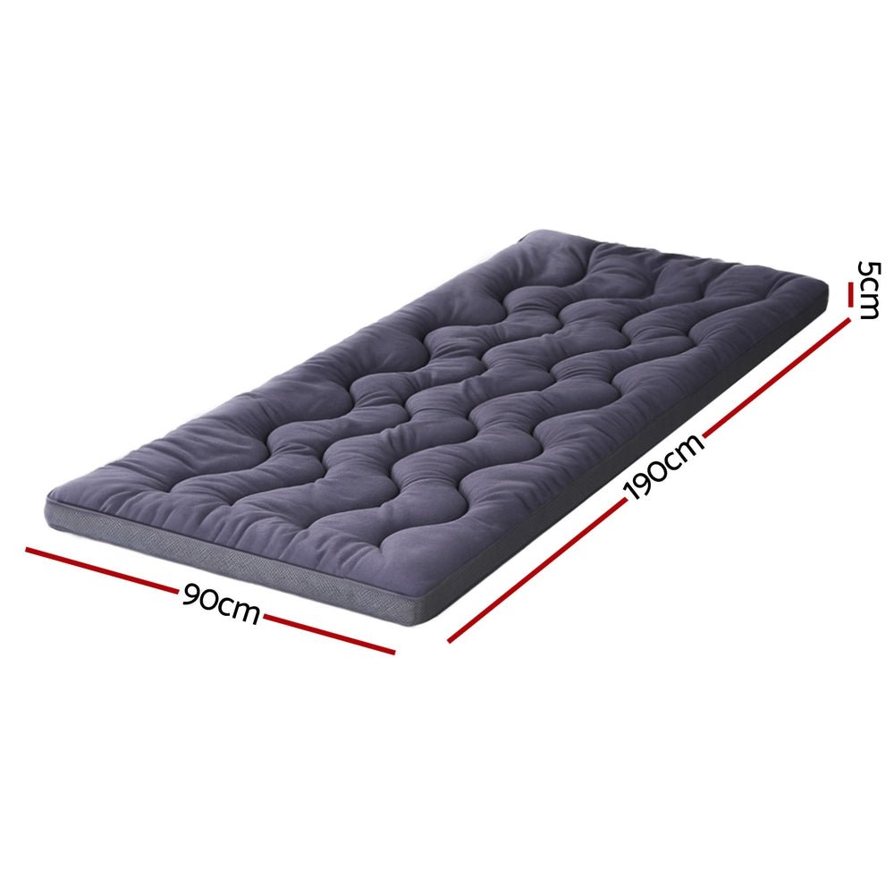 5cm Mattress Topper Pillowtop toppers Bamboo Charcoal Single - Furniture > Mattresses > Mattress Toppers - Rivercity House & Home Co. (ABN 18 642 972 209) - Affordable Modern Furniture Australia