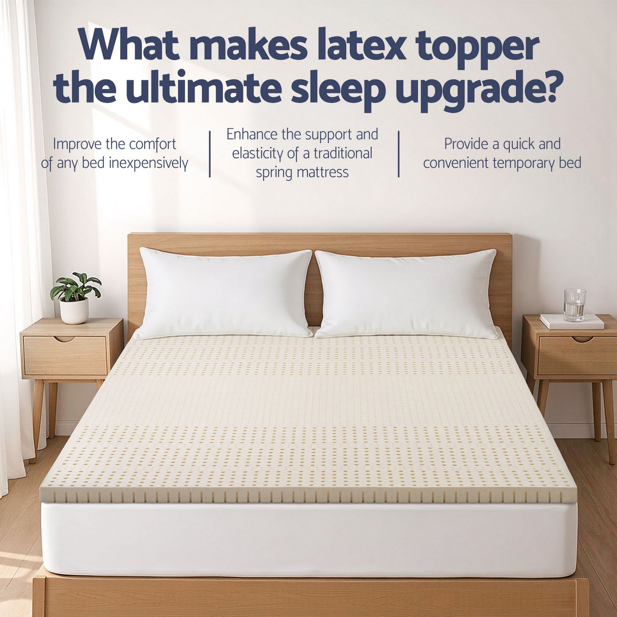 5cm Queen Latex Topper 7 - Zone with Ice Silk Cooling Cover - White - Furniture > Mattresses > Mattress Toppers - Rivercity House & Home Co. (ABN 18 642 972 209) - Affordable Modern Furniture Australia