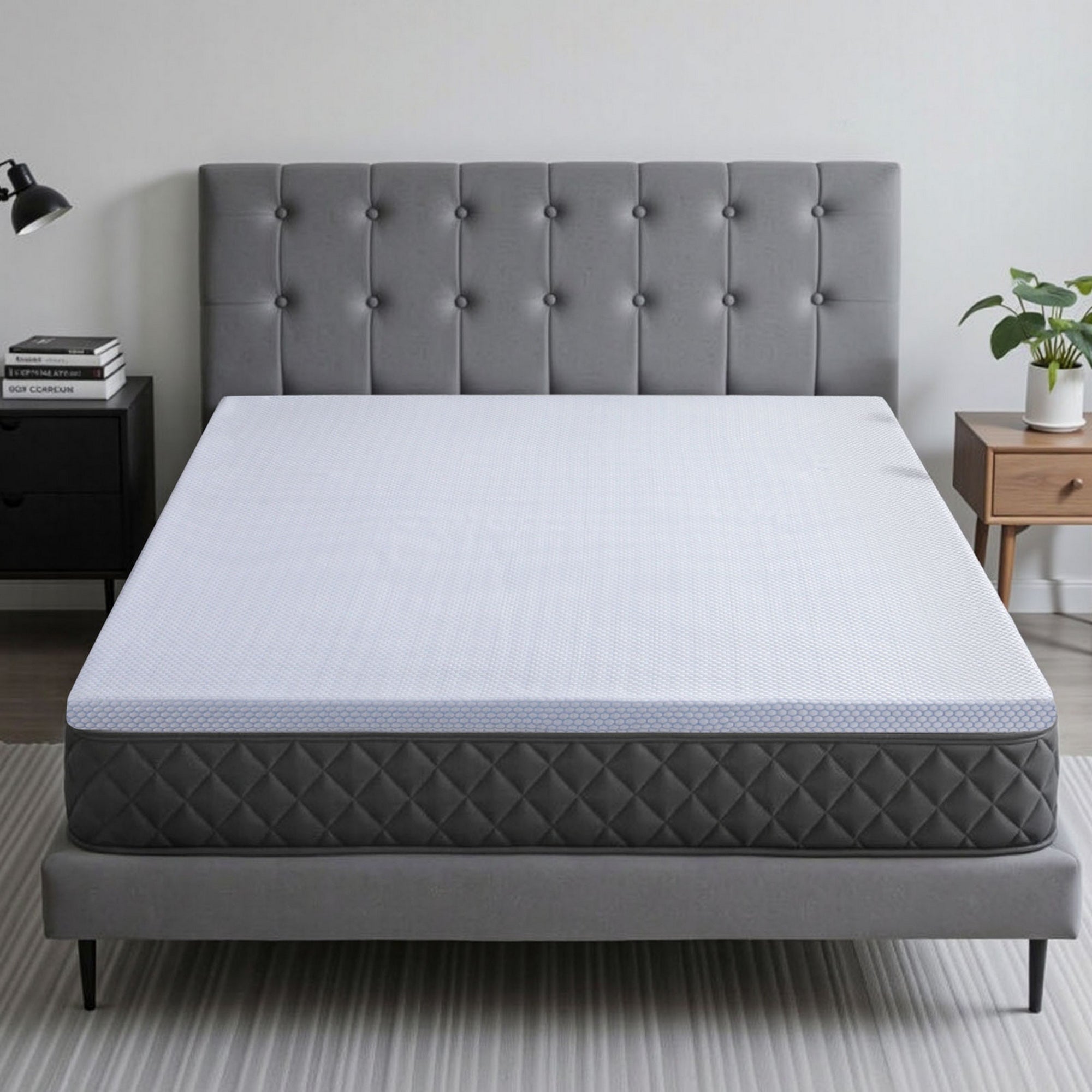 5cm Queen Latex Topper 7 - Zone with Ice Silk Cooling Cover - White - Furniture > Mattresses > Mattress Toppers - Rivercity House & Home Co. (ABN 18 642 972 209) - Affordable Modern Furniture Australia