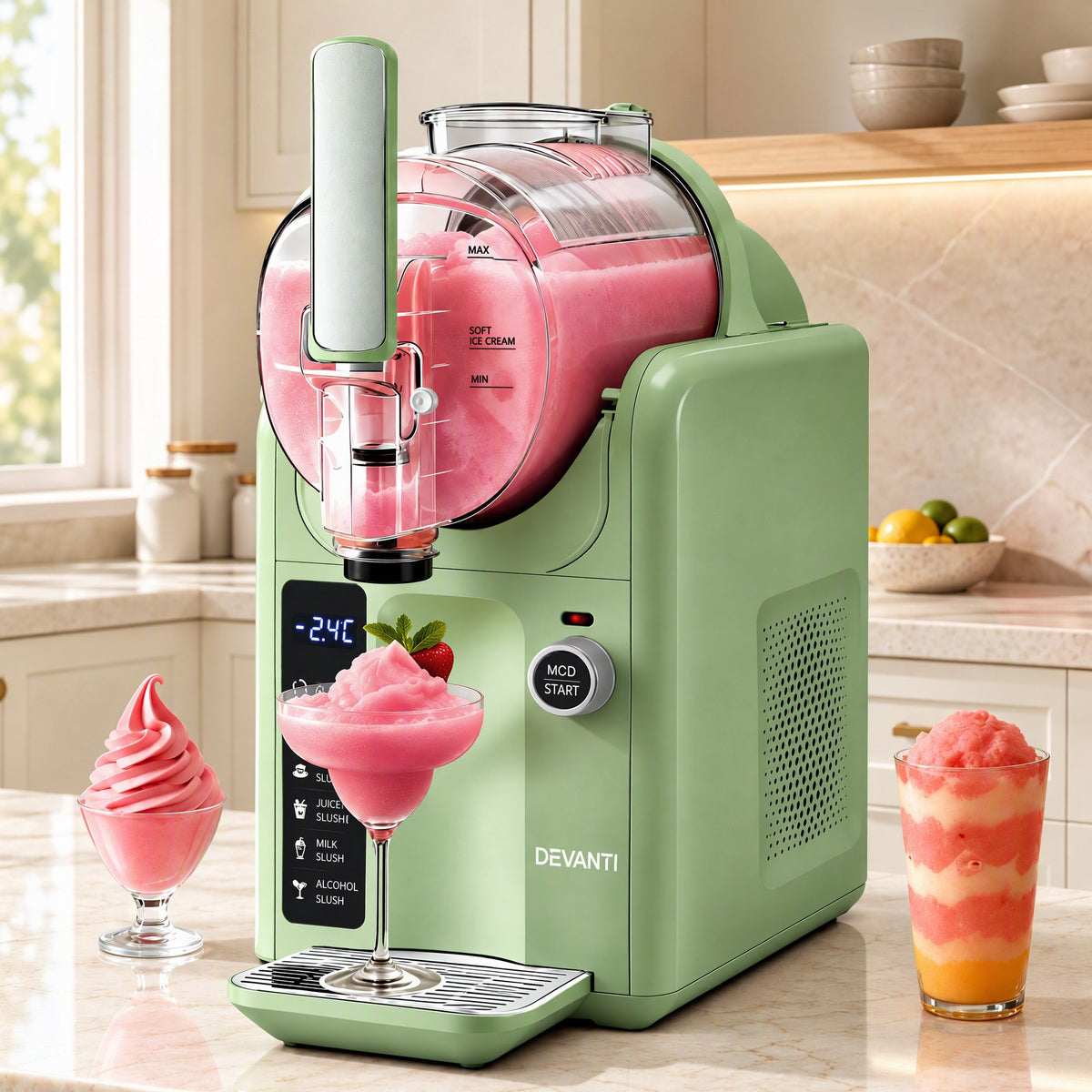 5in1 Slushie and Ice Cream Maker 2L Capacity - Sage Green - Appliances > Kitchen Appliances > Ice Makers - Rivercity House & Home Co. (ABN 18 642 972 209) - Affordable Modern Furniture Australia