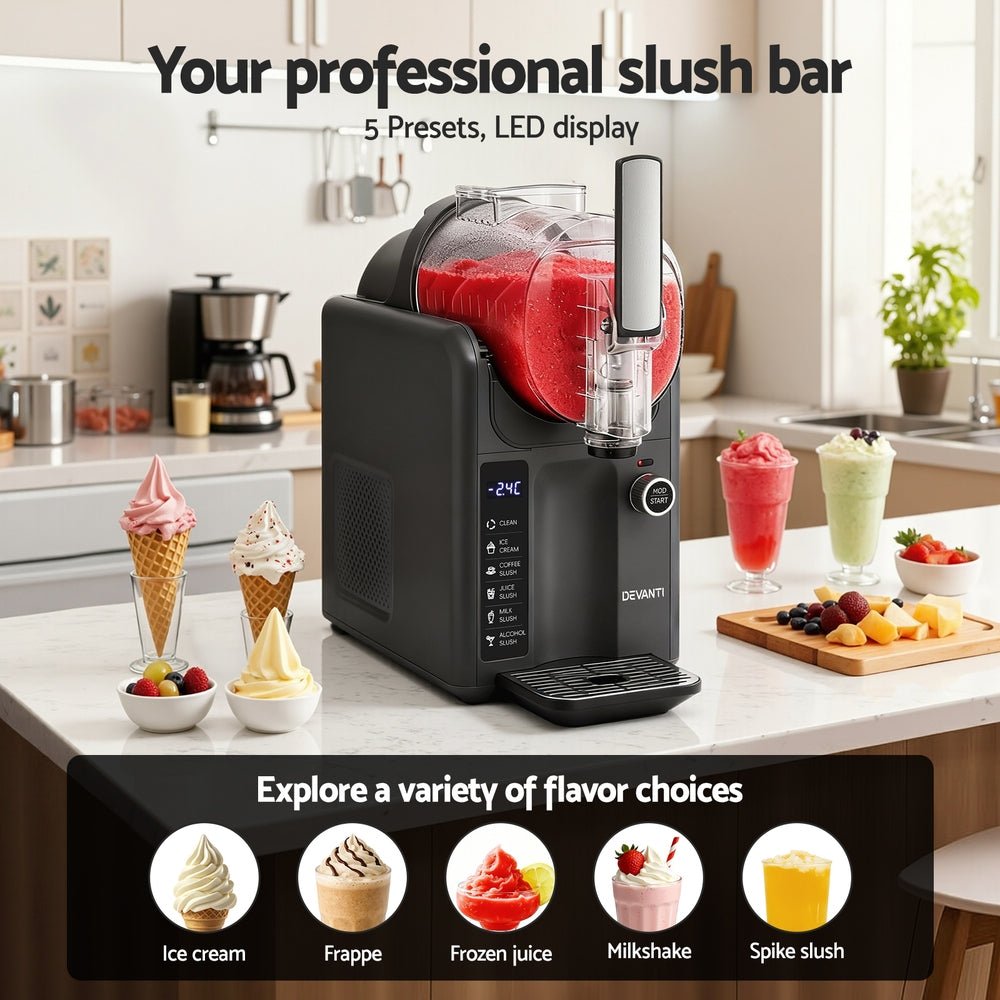 5in1 Slushie Machine Ice Cream Maker 2L Grey - Appliances > Kitchen Appliances > Ice Makers - Rivercity House & Home Co. (ABN 18 642 972 209) - Affordable Modern Furniture Australia