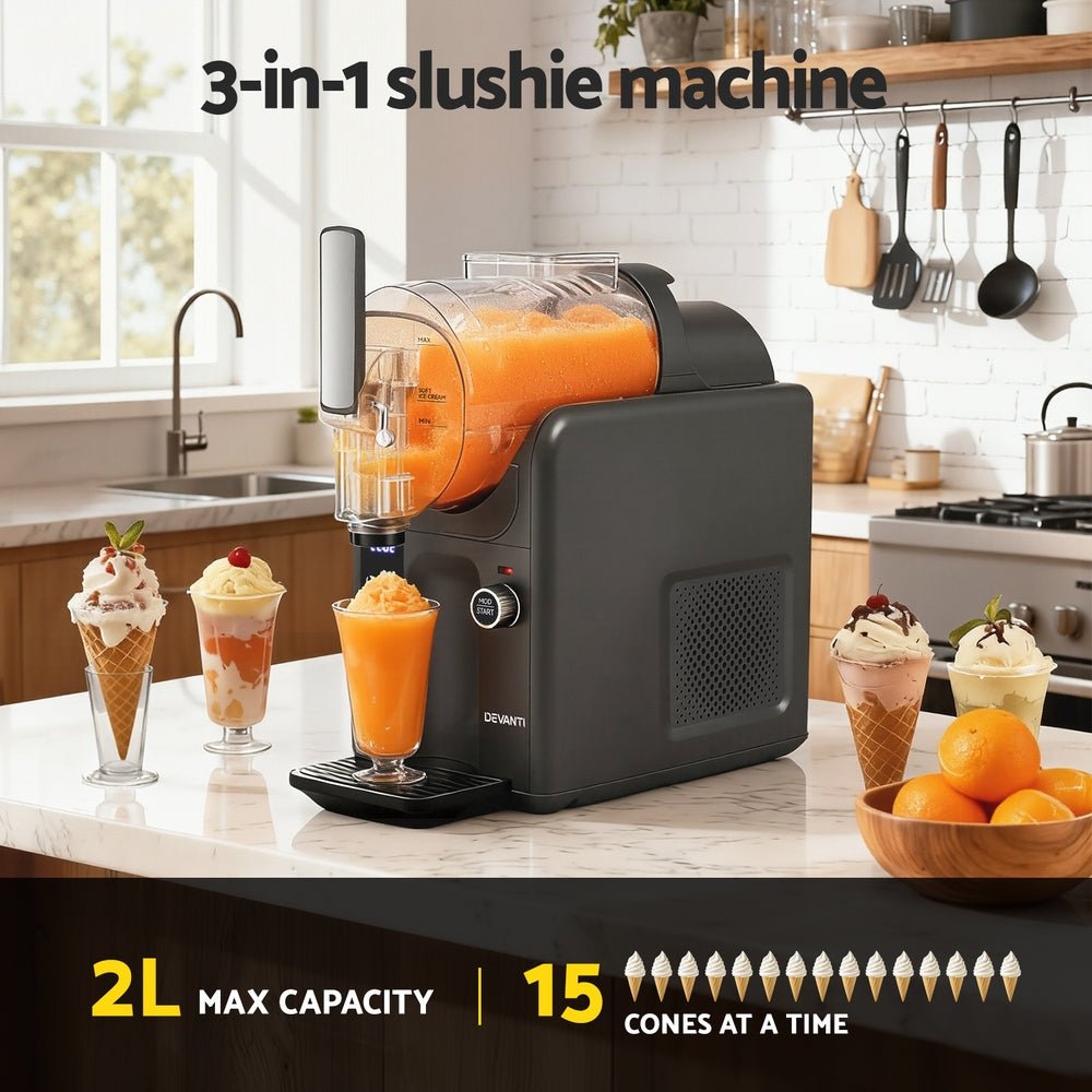 5in1 Slushie Machine Ice Cream Maker 2L Grey - Appliances > Kitchen Appliances > Ice Makers - Rivercity House & Home Co. (ABN 18 642 972 209) - Affordable Modern Furniture Australia