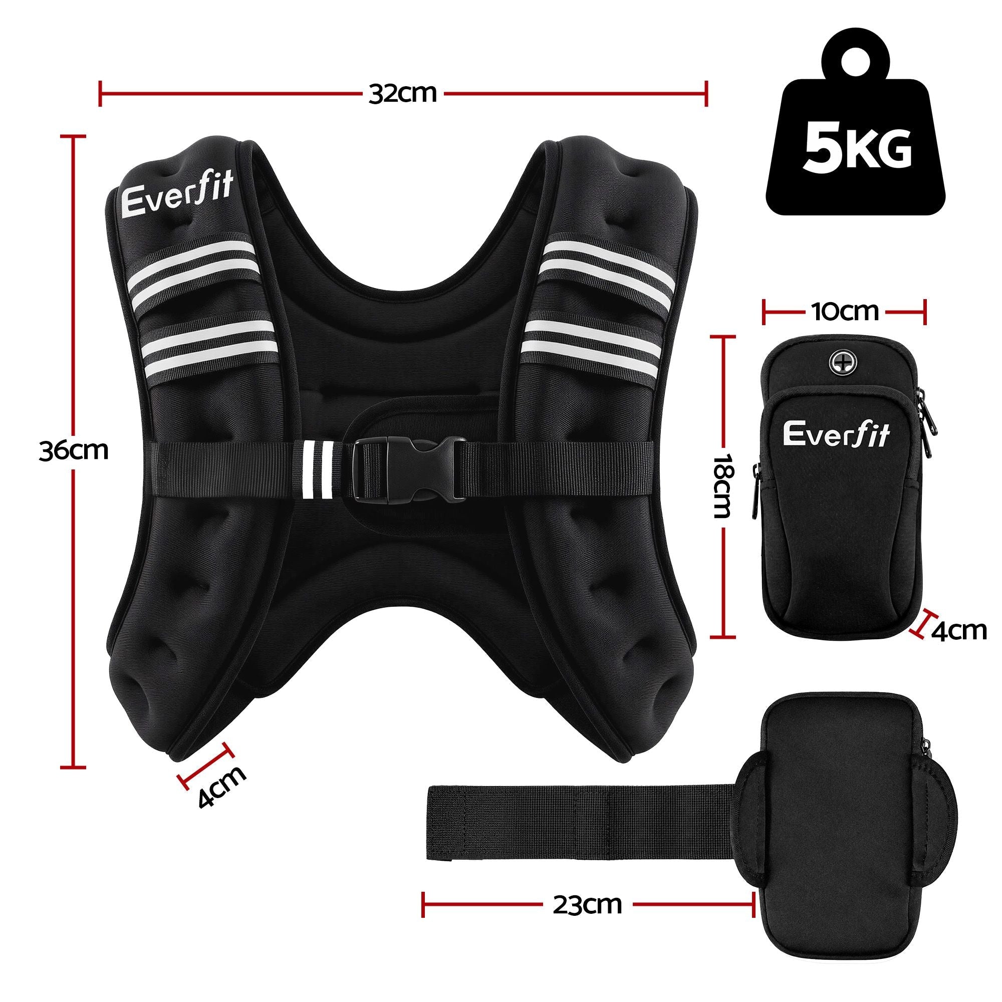 5kg Weighted Vest Men Women, Reflective Running Vest with Armband Pouch - Sports & Fitness > Exercise, Gym & Fitness > Gym Equipment & Accessories - Rivercity House & Home Co. (ABN 18 642 972 209) - Affordable Modern Furniture Australia