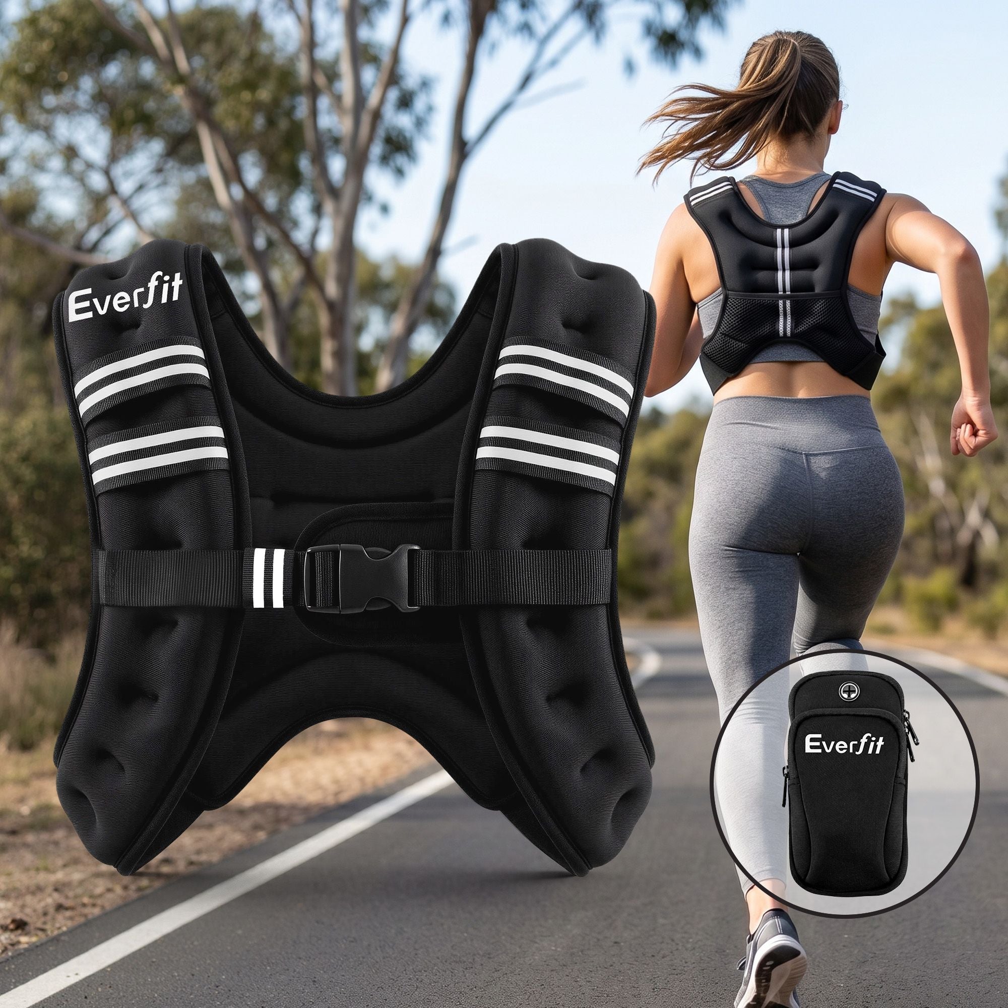 5kg Weighted Vest Men Women, Reflective Running Vest with Armband Pouch - Sports & Fitness > Exercise, Gym & Fitness > Gym Equipment & Accessories - Rivercity House & Home Co. (ABN 18 642 972 209) - Affordable Modern Furniture Australia