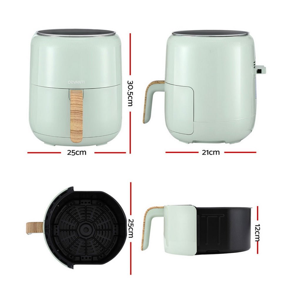 5L Air Fryer Touch Control 1700W Green - Appliances > Kitchen Appliances > Air Fryers - Rivercity House & Home Co. (ABN 18 642 972 209) - Affordable Modern Furniture Australia