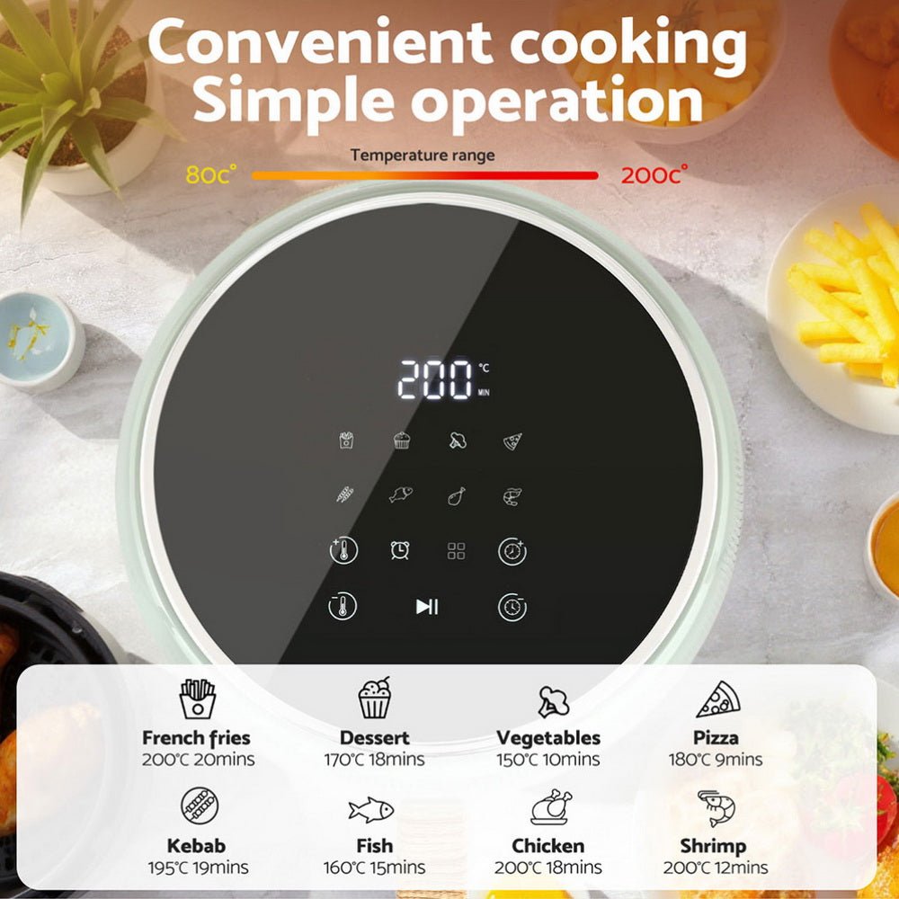 5L Air Fryer Touch Control 1700W Green - Appliances > Kitchen Appliances > Air Fryers - Rivercity House & Home Co. (ABN 18 642 972 209) - Affordable Modern Furniture Australia