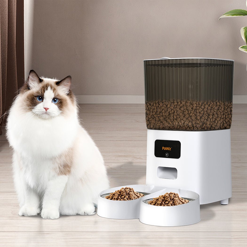 5L Automatic Dual Bowl Pet Feeder with App Control - White - Rivercity House & Home Co. (ABN 18 642 972 209) - Affordable Modern Furniture Australia