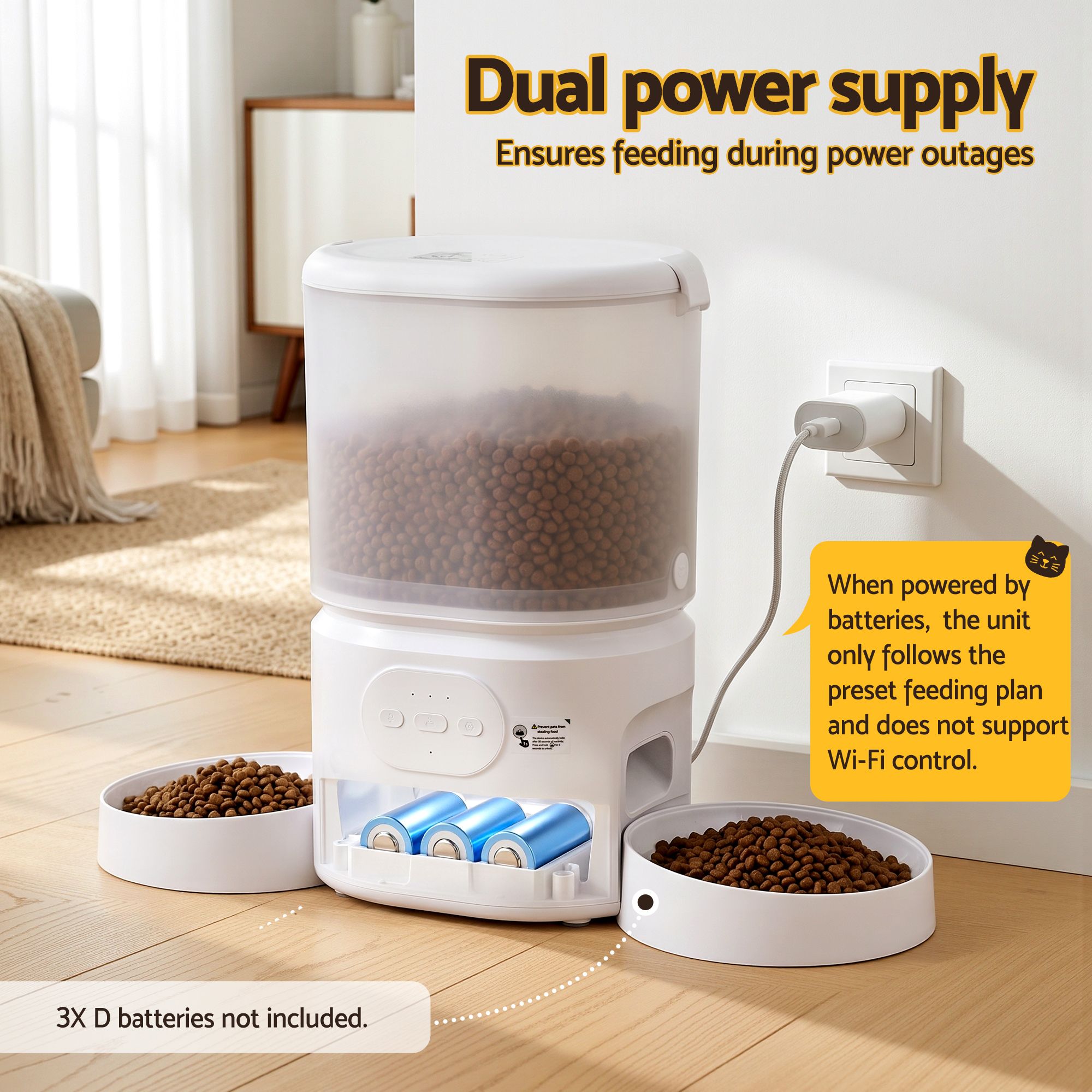 5L Automatic Pet Feeder Dual Bowl Smart Dispenser APP Control Cats Dogs - Pet Care > Cat Supplies > Cat Bowls, Feeders & Waterers - Rivercity House & Home Co. (ABN 18 642 972 209) - Affordable Modern Furniture Australia