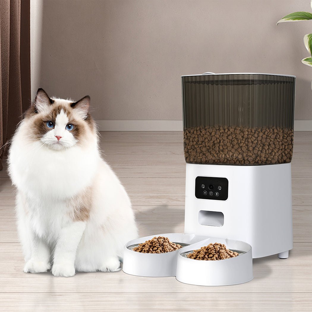 5L Automatic Wi - Fi Pet Feeder with Camera and Two - Way Audio - White - Rivercity House & Home Co. (ABN 18 642 972 209) - Affordable Modern Furniture Australia