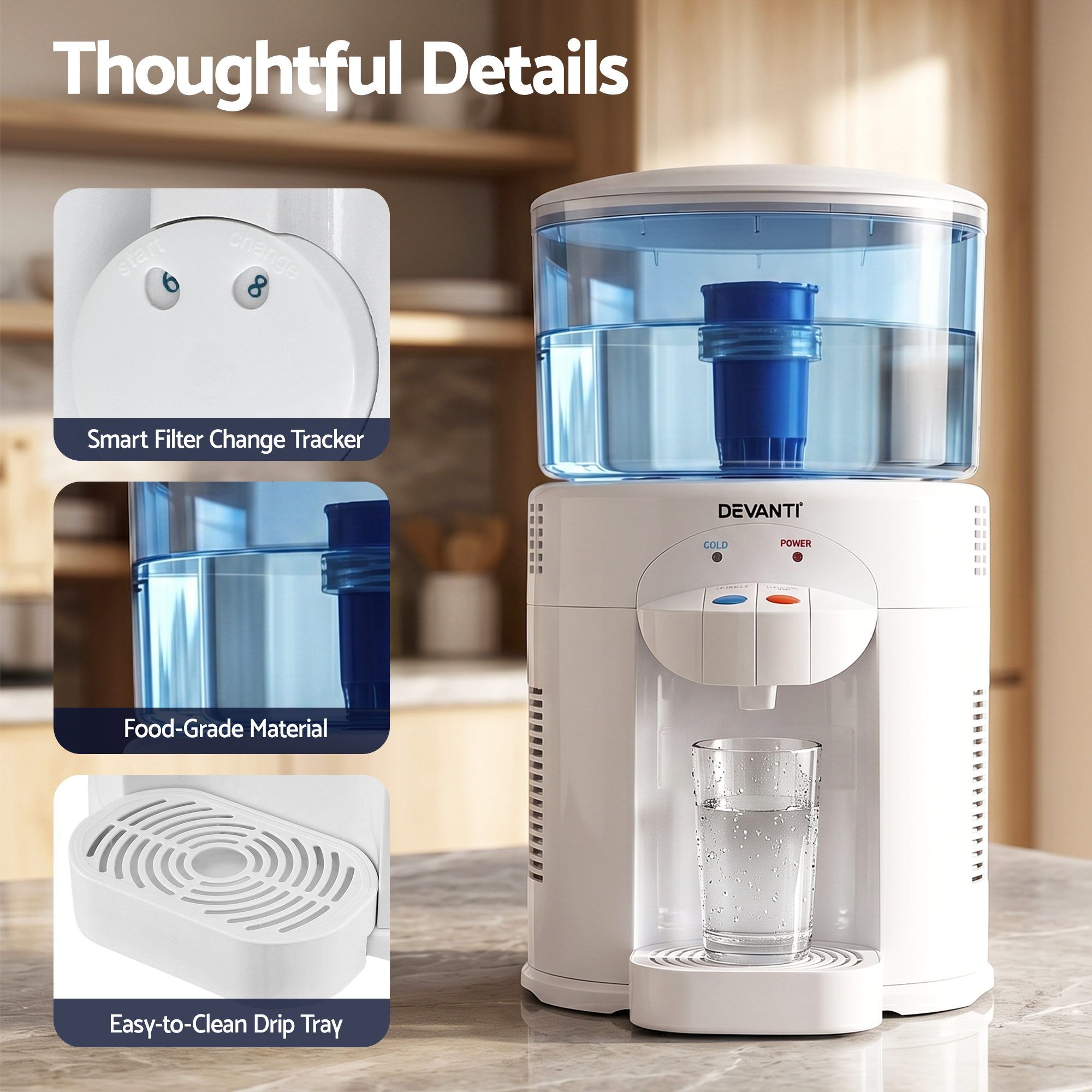 5L Bench Top Water Cooler Dispenser with Filter 2 Taps Countertop Water Purifier - Appliances > Kitchen Appliances > Water Dispensers - Rivercity House & Home Co. (ABN 18 642 972 209) - Affordable Modern Furniture Australia