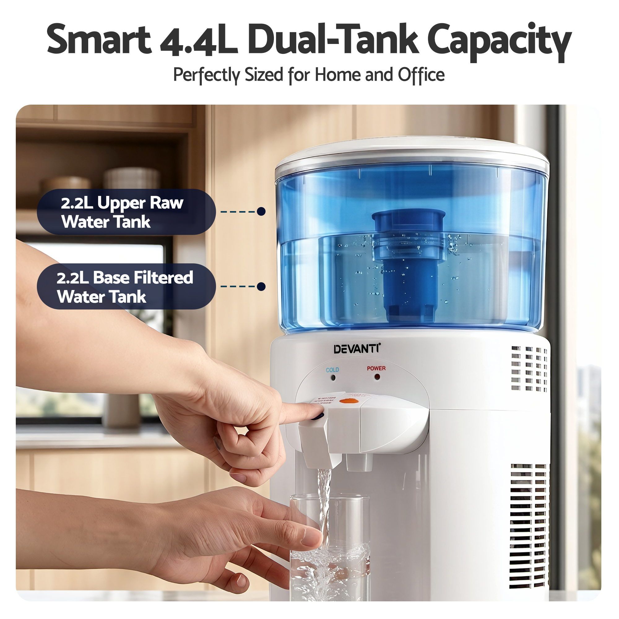 5L Bench Top Water Cooler Dispenser with Filter 2 Taps Countertop Water Purifier - Appliances > Kitchen Appliances > Water Dispensers - Rivercity House & Home Co. (ABN 18 642 972 209) - Affordable Modern Furniture Australia