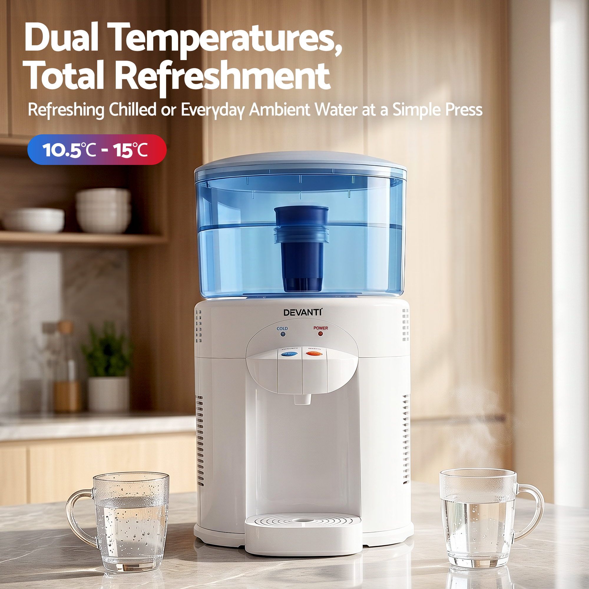 5L Bench Top Water Cooler Dispenser with Filter 2 Taps Countertop Water Purifier - Appliances > Kitchen Appliances > Water Dispensers - Rivercity House & Home Co. (ABN 18 642 972 209) - Affordable Modern Furniture Australia