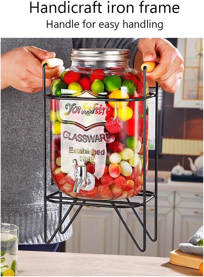 5L Glass Drink Dispenser with Stainless Steel Tap and Metal Stand for Lemonade & Iced Tea - Transparent - Home & Garden > Home Office Accessories > Tape & Dispensers - Rivercity House & Home Co. (ABN 18 642 972 209) - Affordable Modern Furniture Australia