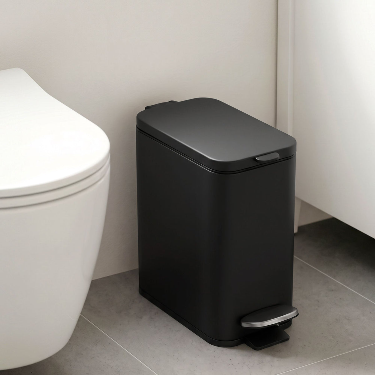 5L Rectangular Pedal Rubbish Bin with Removable Bucket - Black - Home & Garden > Kitchen Bins > Pedal Bins - Rivercity House & Home Co. (ABN 18 642 972 209) - Affordable Modern Furniture Australia