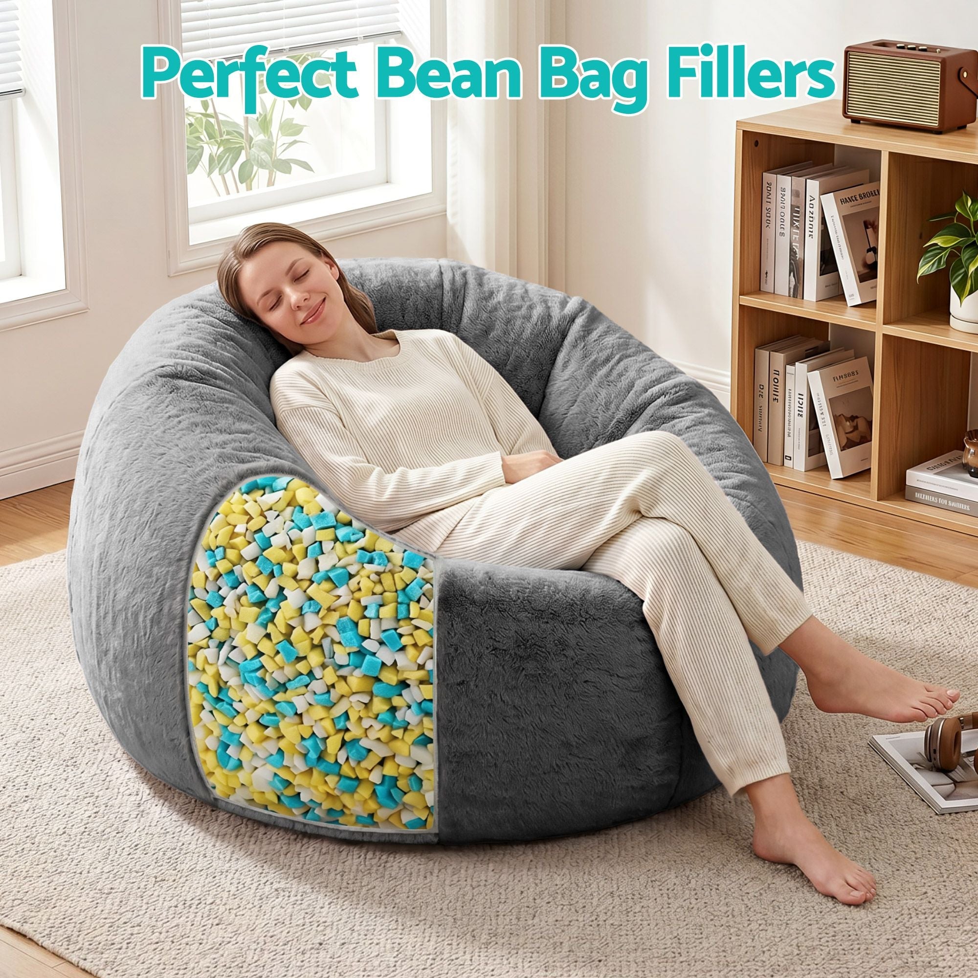 5lbs (2.2KG) Bean Bag Filler Shredded Memory Foam Filling High Density Soft Pillow Stuffing for Bean Bag Chair, Couch Cushion, Dog Bed, Stuffed Animals and Arts Crafts - Furniture > Sofas > Sofa Accessories - Rivercity House & Home Co. (ABN 18 642 972 209) - Affordable Modern Furniture Australia