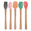 5pc Mini Silicone and Bamboo Utensils Set Nonstick Cookware - Natural