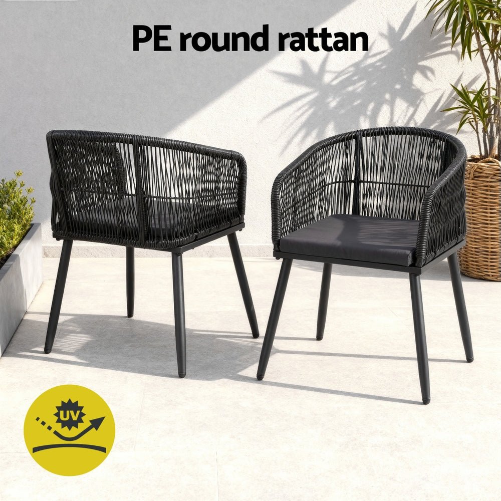 5PC Outdoor Dining Set Table and Chairs Garden Patio Furniture Bistro Set Black - Furniture > Outdoor > Outdoor Dining Sets - Rivercity House & Home Co. (ABN 18 642 972 209) - Affordable Modern Furniture Australia
