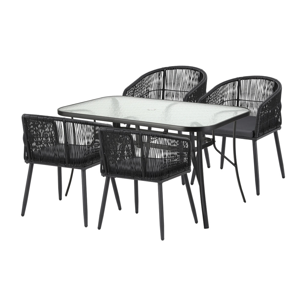 5PC Outdoor Dining Set Table and Chairs Garden Patio Furniture Bistro Set Black - Furniture > Outdoor > Outdoor Dining Sets - Rivercity House & Home Co. (ABN 18 642 972 209) - Affordable Modern Furniture Australia
