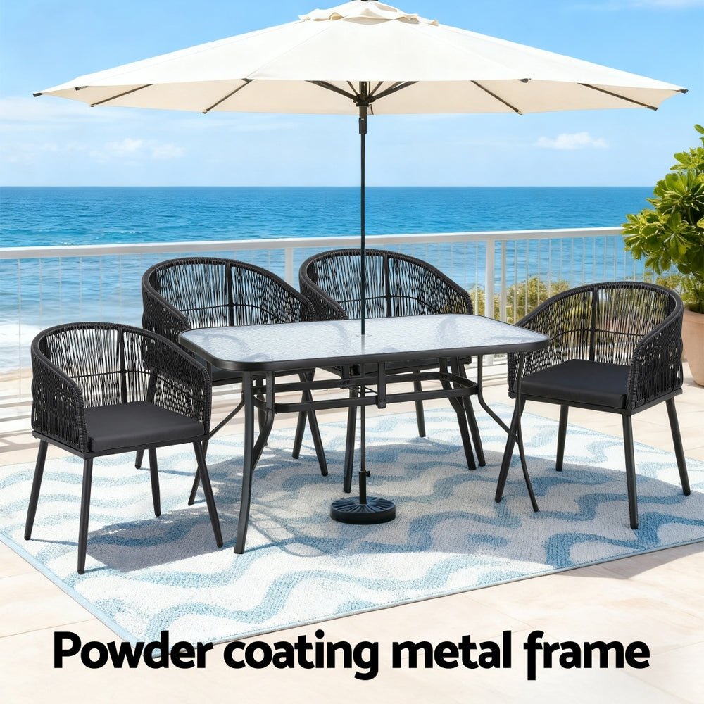 5PC Outdoor Dining Set Table and Chairs Garden Patio Furniture Bistro Set Black - Furniture > Outdoor > Outdoor Dining Sets - Rivercity House & Home Co. (ABN 18 642 972 209) - Affordable Modern Furniture Australia