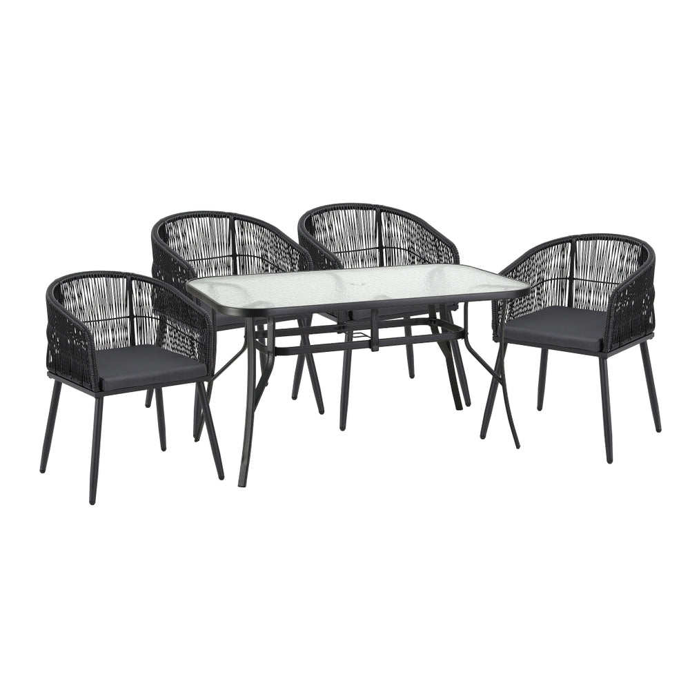 5PC Outdoor Dining Set Table and Chairs Garden Patio Furniture Bistro Set Black - Furniture > Outdoor > Outdoor Dining Sets - Rivercity House & Home Co. (ABN 18 642 972 209) - Affordable Modern Furniture Australia