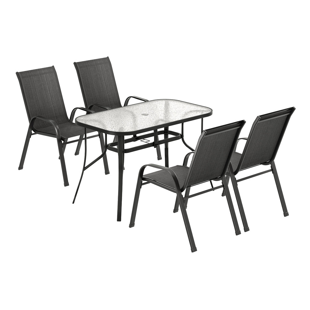 5PC Outdoor Dining Set Table and Chairs Patio Furniture Bistro Set Garden Black - Furniture > Outdoor > Outdoor Dining Sets - Rivercity House & Home Co. (ABN 18 642 972 209) - Affordable Modern Furniture Australia