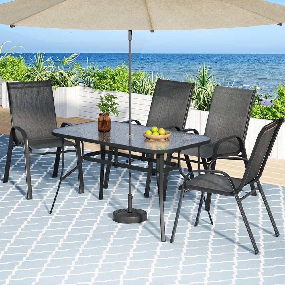 5PC Outdoor Dining Set Table and Chairs Patio Furniture Bistro Set Garden Black - Furniture > Outdoor > Outdoor Dining Sets - Rivercity House & Home Co. (ABN 18 642 972 209) - Affordable Modern Furniture Australia