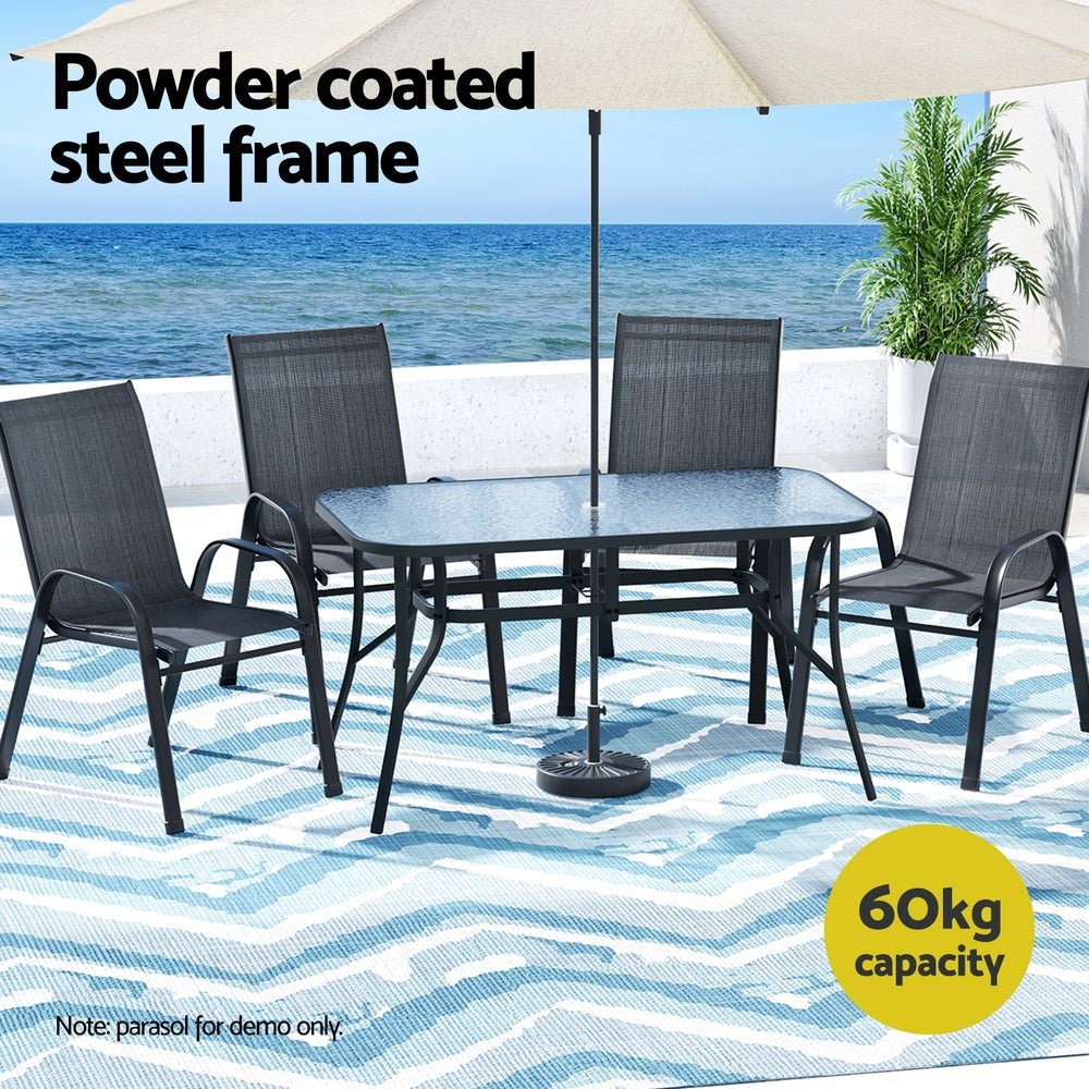 5PC Outdoor Dining Set Table and Chairs Patio Furniture Bistro Set Garden Black - Furniture > Outdoor > Outdoor Dining Sets - Rivercity House & Home Co. (ABN 18 642 972 209) - Affordable Modern Furniture Australia