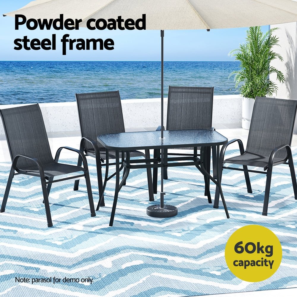 5PC Outdoor Dining Set Table and Chairs Patio Furniture Bistro Set Garden Black - Furniture > Outdoor > Outdoor Dining Sets - Rivercity House & Home Co. (ABN 18 642 972 209) - Affordable Modern Furniture Australia