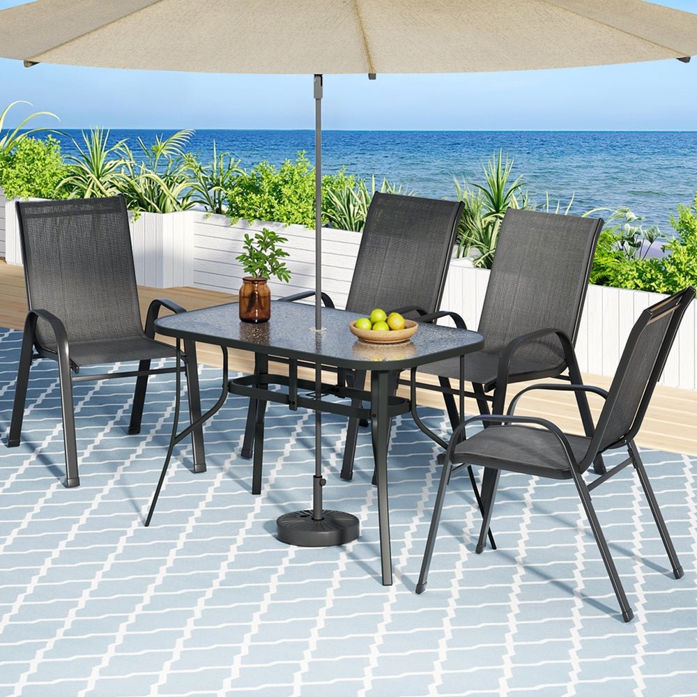 5PC Outdoor Dining Set Table and Chairs Patio Furniture Bistro Set Garden Black - Furniture > Outdoor > Outdoor Dining Sets - Rivercity House & Home Co. (ABN 18 642 972 209) - Affordable Modern Furniture Australia