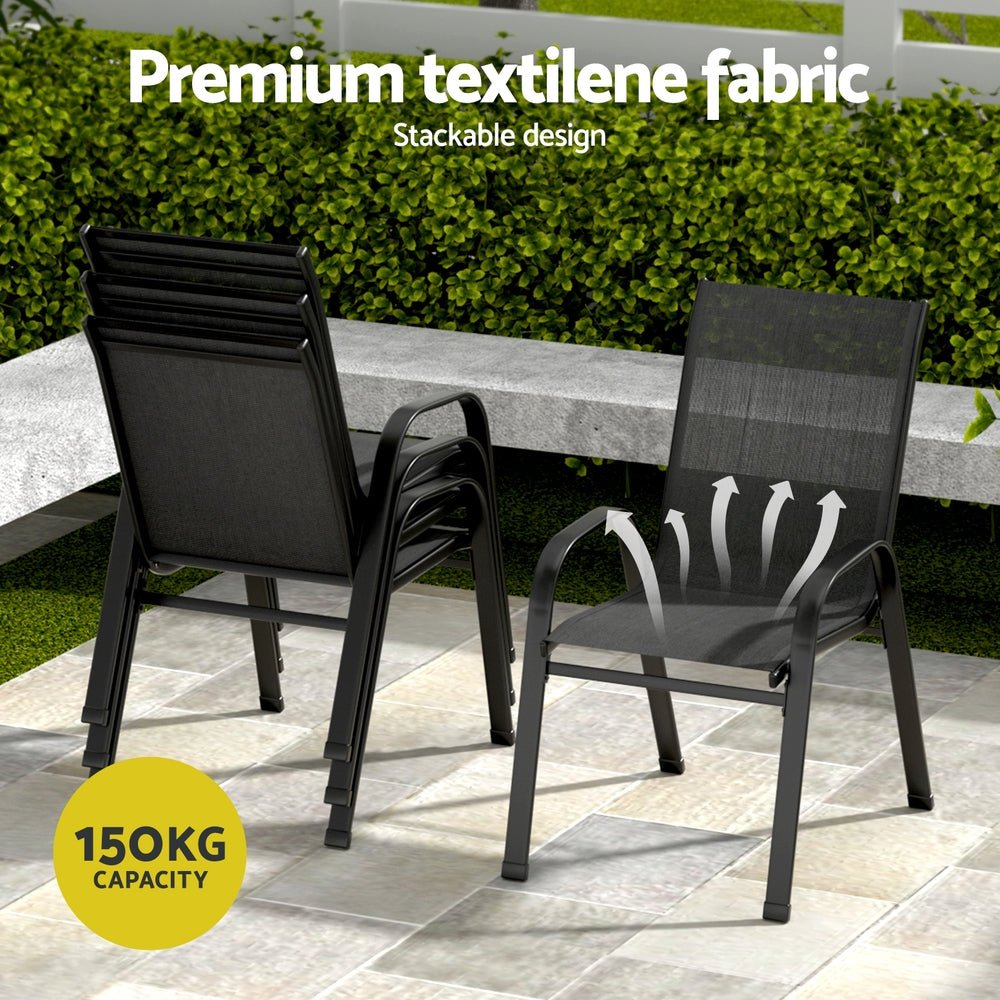 5PC Outdoor Dining Set Table and Chairs Patio Furniture Bistro Set Garden Black - Furniture > Outdoor > Outdoor Dining Sets - Rivercity House & Home Co. (ABN 18 642 972 209) - Affordable Modern Furniture Australia