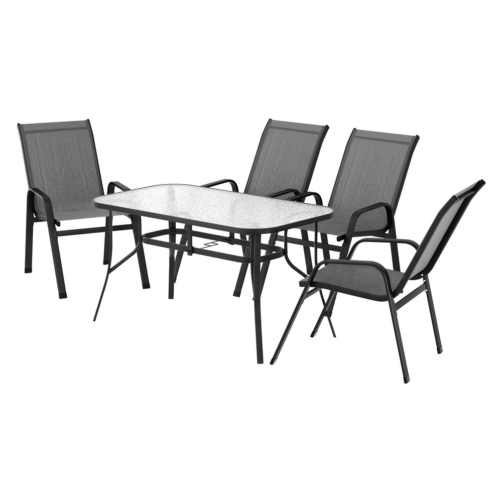 5PC Outdoor Dining Set Table and Chairs Patio Furniture Bistro Set Garden Grey - Furniture > Outdoor > Outdoor Dining Sets - Rivercity House & Home Co. (ABN 18 642 972 209) - Affordable Modern Furniture Australia
