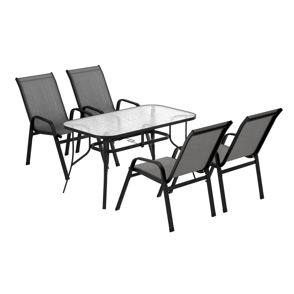 5PC Outdoor Dining Set Table and Chairs Patio Furniture Bistro Set Garden Grey - Furniture > Outdoor > Outdoor Dining Sets - Rivercity House & Home Co. (ABN 18 642 972 209) - Affordable Modern Furniture Australia