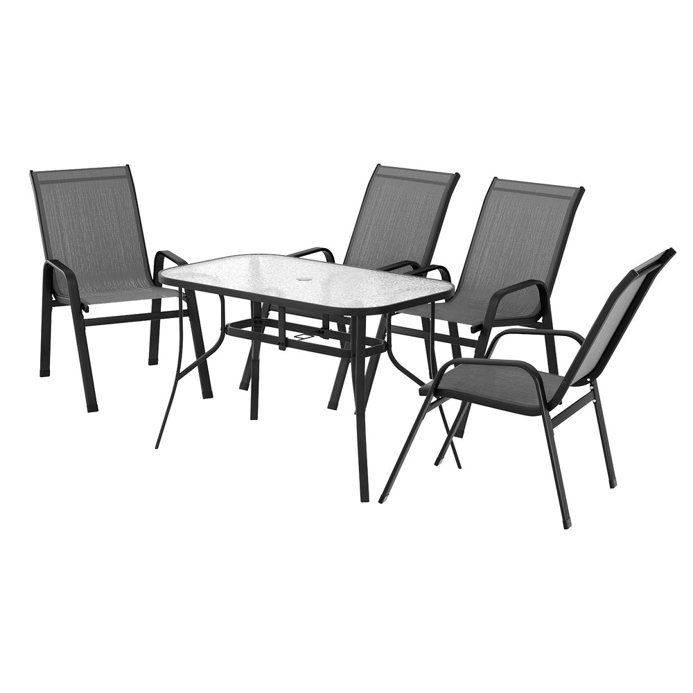 5PC Outdoor Dining Set Table and Chairs Patio Furniture Bistro Set Garden Grey - Furniture > Outdoor > Outdoor Dining Sets - Rivercity House & Home Co. (ABN 18 642 972 209) - Affordable Modern Furniture Australia