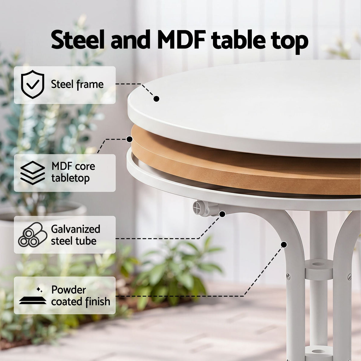 5PCS Outdoor Dining Set Table and Chairs Garden Patio Furniture Entwine White - Furniture > Outdoor > Outdoor Dining Sets - Rivercity House & Home Co. (ABN 18 642 972 209) - Affordable Modern Furniture Australia
