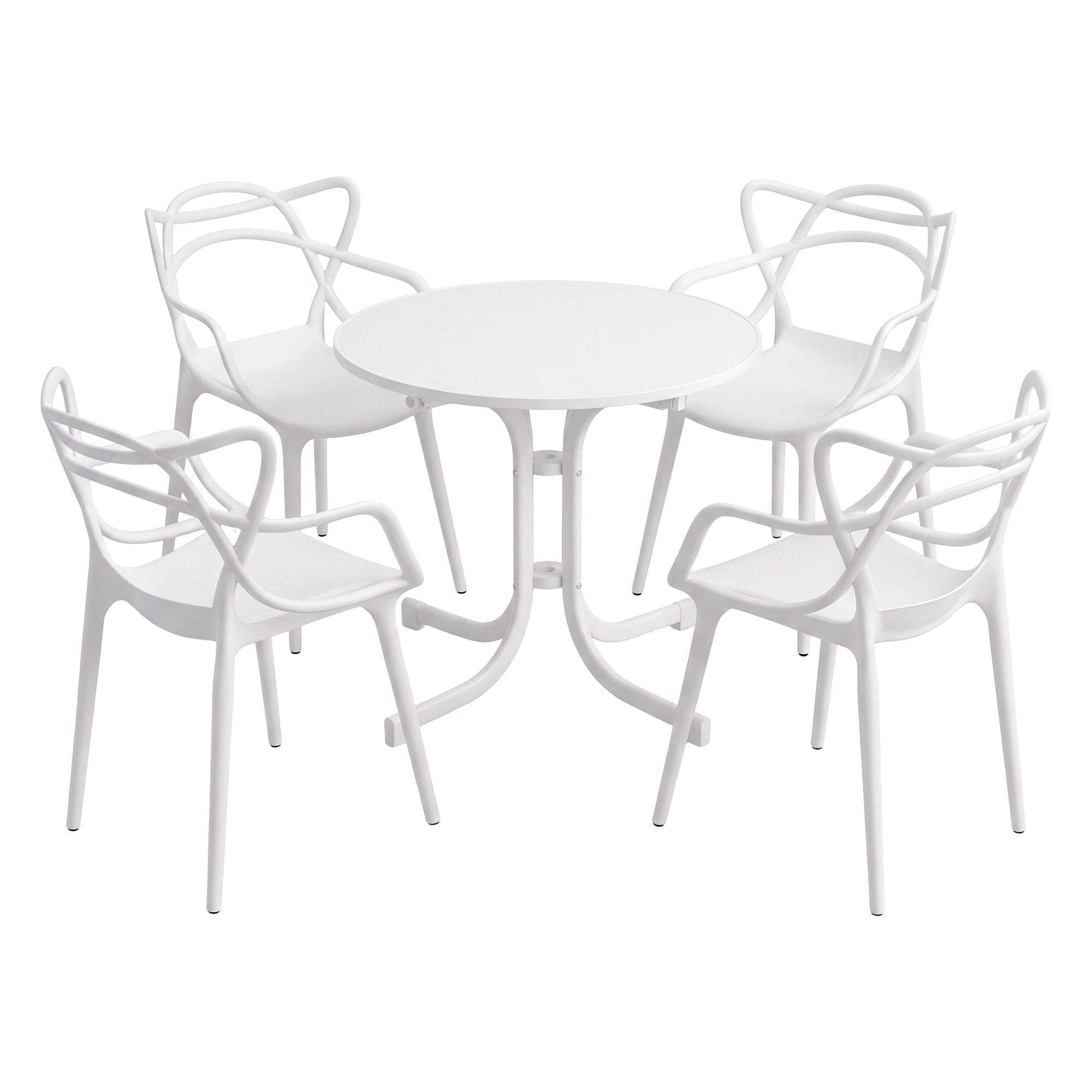 5PCS Outdoor Dining Set Table and Chairs Garden Patio Furniture Entwine White - Furniture > Outdoor > Outdoor Dining Sets - Rivercity House & Home Co. (ABN 18 642 972 209) - Affordable Modern Furniture Australia