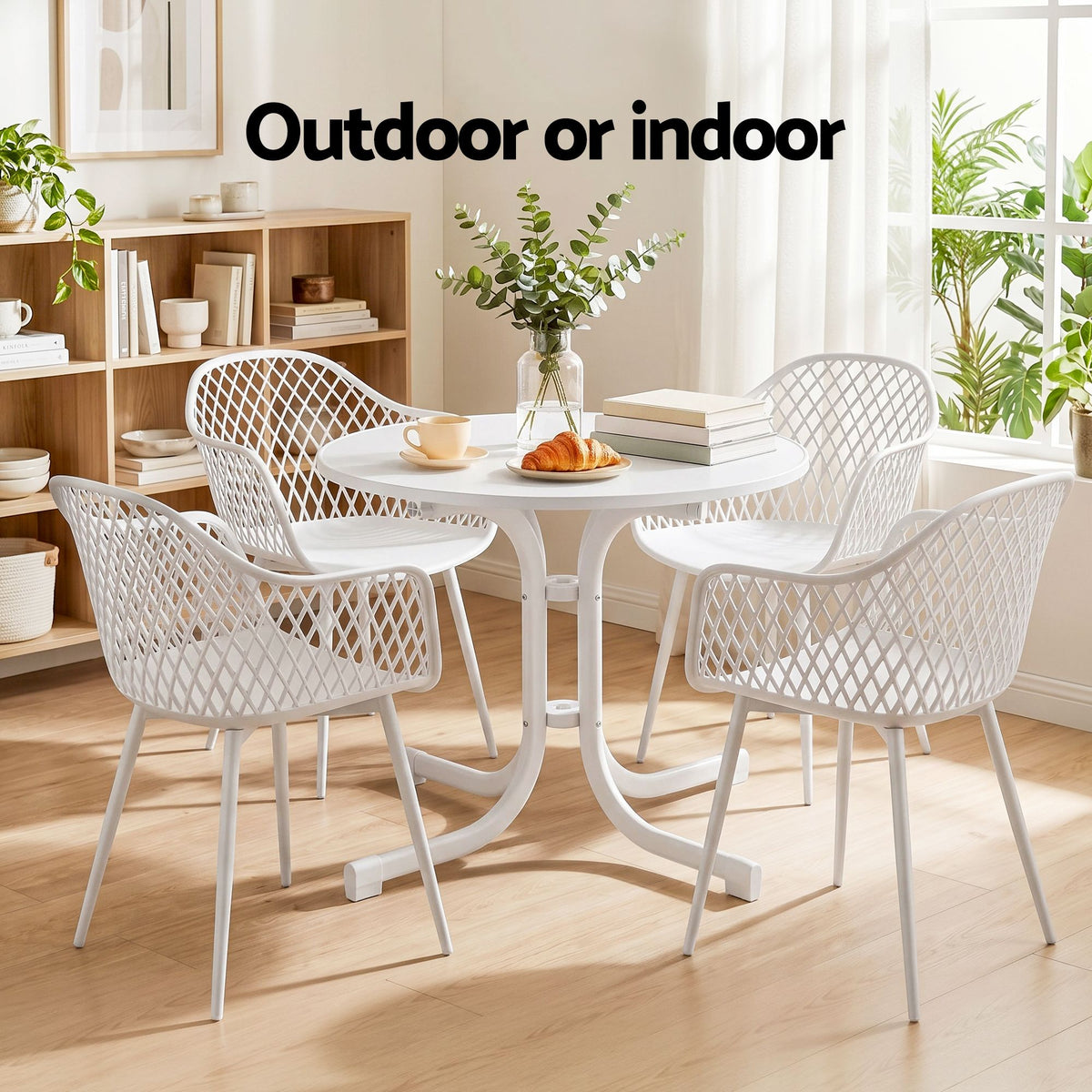 5PCS Outdoor Dining Set Table and Chairs Patio Furniture Garden Diamond White - Furniture > Outdoor > Outdoor Dining Sets - Rivercity House & Home Co. (ABN 18 642 972 209) - Affordable Modern Furniture Australia