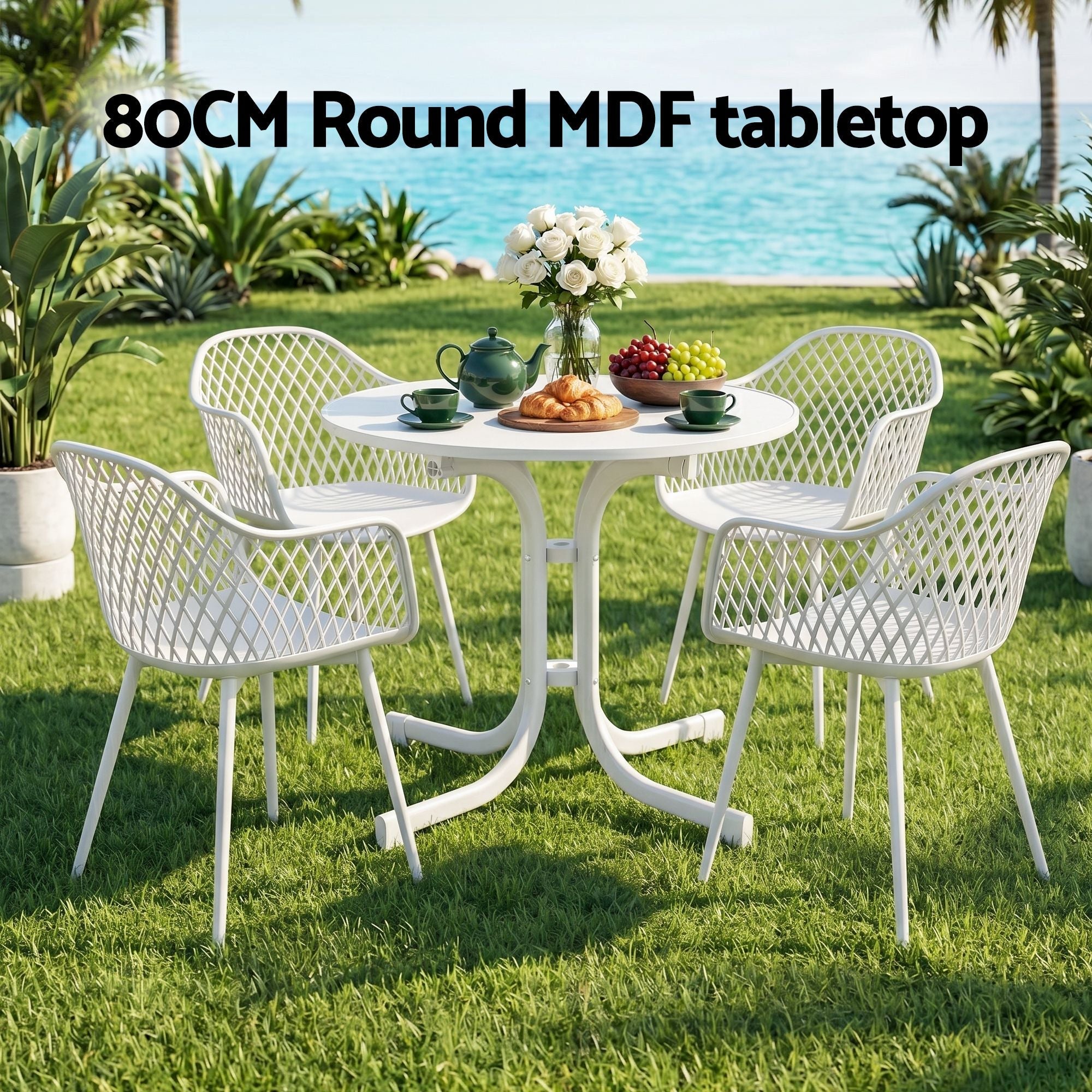 5PCS Outdoor Dining Set Table and Chairs Patio Furniture Garden Diamond White - Furniture > Outdoor > Outdoor Dining Sets - Rivercity House & Home Co. (ABN 18 642 972 209) - Affordable Modern Furniture Australia
