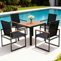 5PCS Outdoor Dining Set Table and Chairs Patio Garden Bistro Set - Black