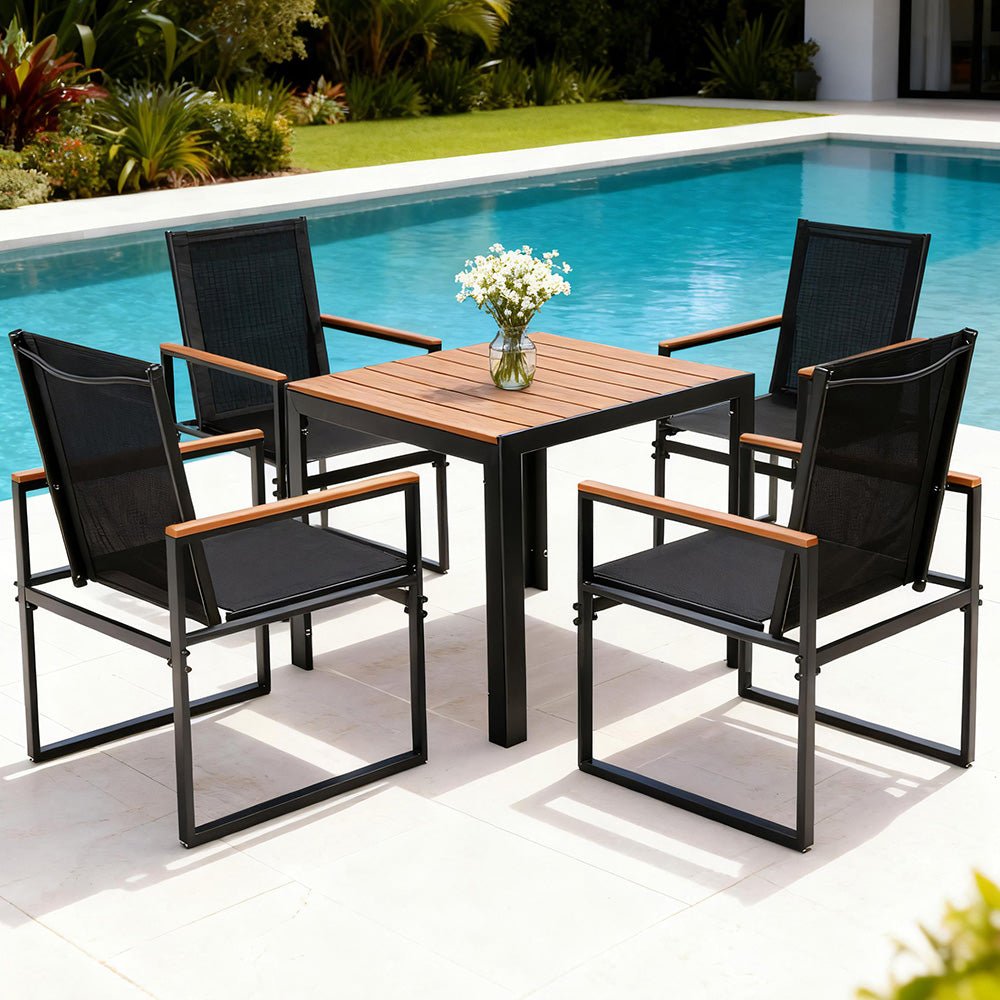 5PCS Outdoor Dining Set Table and Chairs Patio Garden Furniture Bistro Set - Furniture > Dining > Dining Set - Rivercity House & Home Co. (ABN 18 642 972 209) - Affordable Modern Furniture Australia