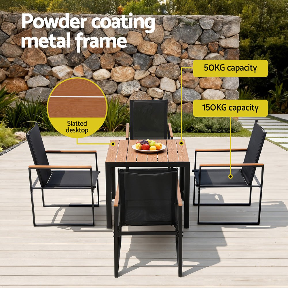 5PCS Outdoor Dining Set Table and Chairs Patio Garden Furniture Bistro Set - Furniture > Dining > Dining Set - Rivercity House & Home Co. (ABN 18 642 972 209) - Affordable Modern Furniture Australia
