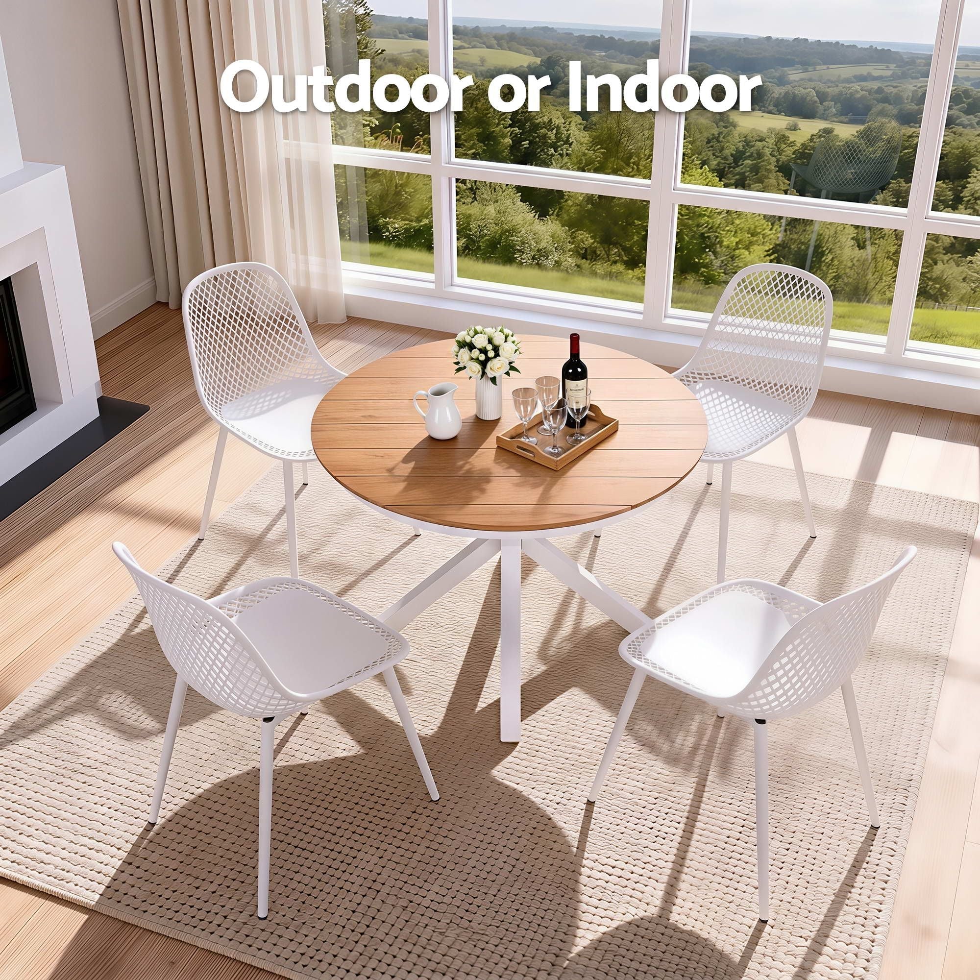 5PCS Outdoor Dining Set Table and Chairs Patio Garden Furniture Lattice - Furniture > Outdoor > Outdoor Dining Sets - Rivercity House & Home Co. (ABN 18 642 972 209) - Affordable Modern Furniture Australia