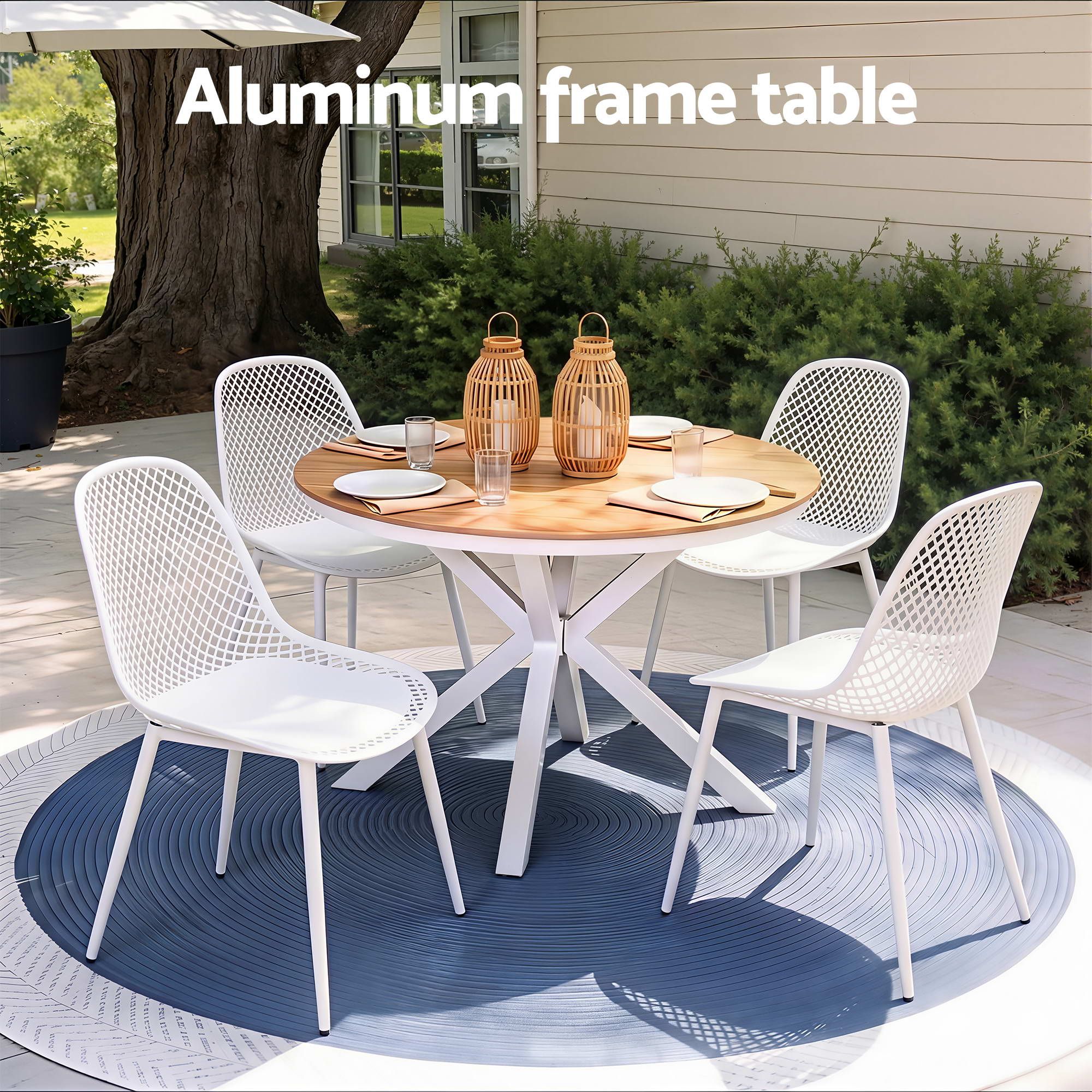 5PCS Outdoor Dining Set Table and Chairs Patio Garden Furniture Lattice - Furniture > Outdoor > Outdoor Dining Sets - Rivercity House & Home Co. (ABN 18 642 972 209) - Affordable Modern Furniture Australia