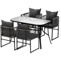 5-Piece Outdoor Dining Set with Rope Chairs and Tempered Glass Table - Black