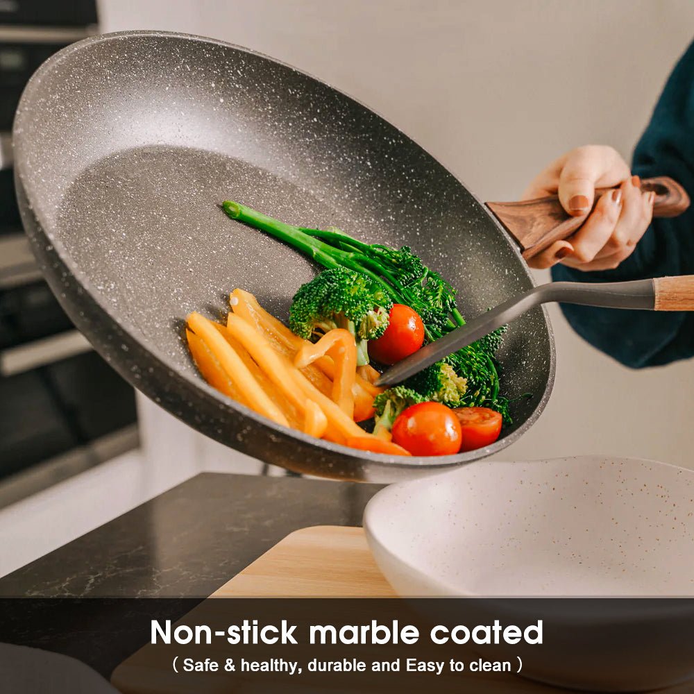 5Pieces Non - Stick Marble Coating Saucepan/Casserole/Fry Pan Cookware Set - Home & Garden > Kitchenware > Skillets & Frying Pans - Rivercity House & Home Co. (ABN 18 642 972 209) - Affordable Modern Furniture Australia