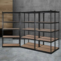 5-Tier 1.5M Garage Pallet Storage Rack Shelving Unit - Black