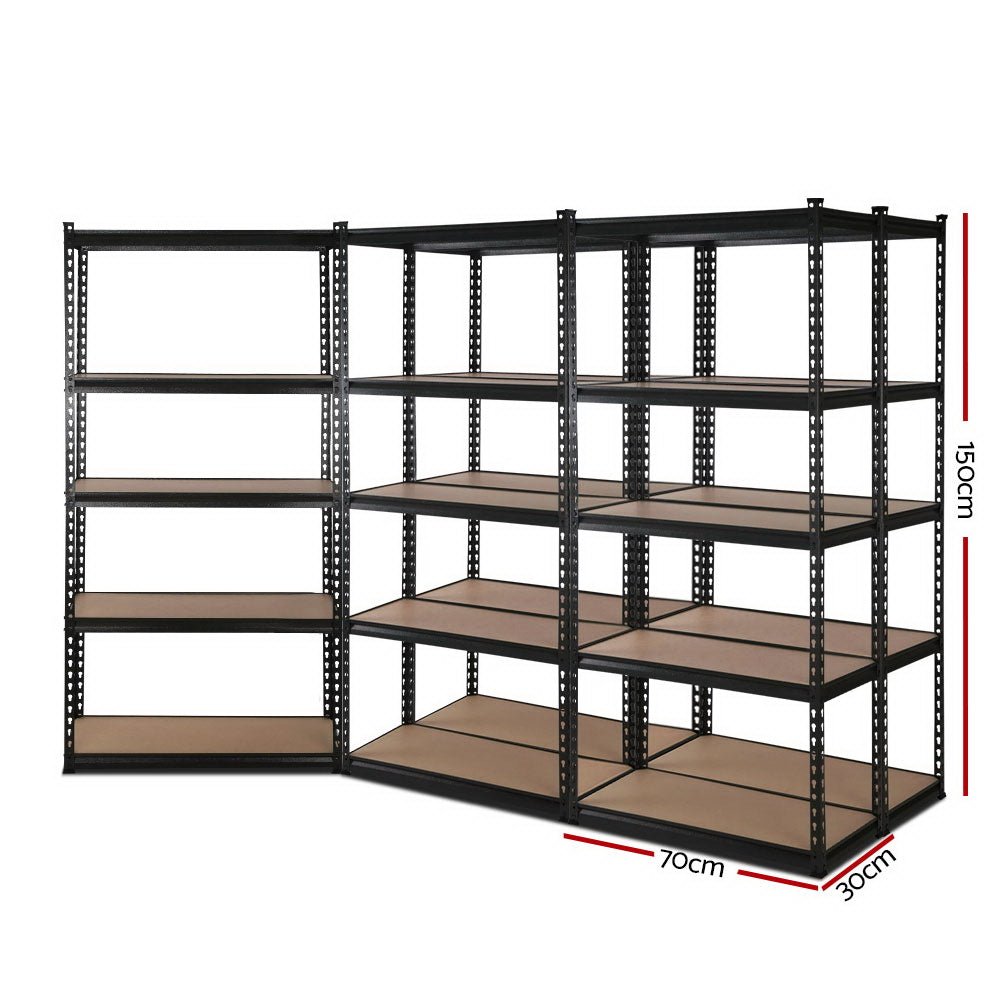 5x1.5M Garage Shelving Warehouse Rack Pallet Racking Storage Shelve Black - Tools > Tools Storage > Wall Storage Racks - Rivercity House & Home Co. (ABN 18 642 972 209) - Affordable Modern Furniture Australia