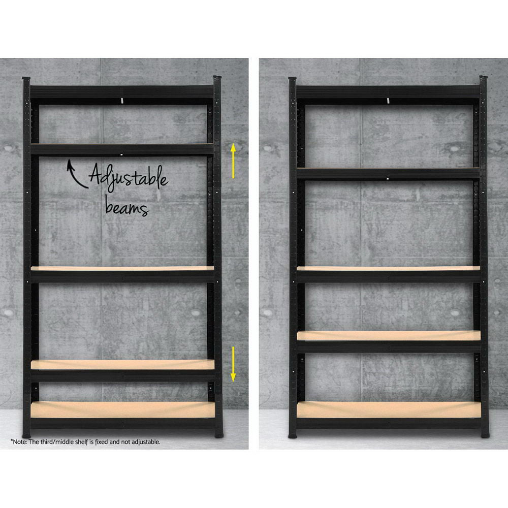 5x1.8M Garage Shelving Warehouse Rack Pallet Racking Storage Shelf Black - Tools > Tools Storage > Wall Storage Racks - Rivercity House & Home Co. (ABN 18 642 972 209) - Affordable Modern Furniture Australia