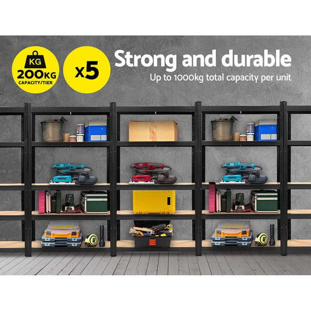 5x1.8M Garage Shelving Warehouse Rack Pallet Racking Storage Shelf Black - Tools > Tools Storage > Wall Storage Racks - Rivercity House & Home Co. (ABN 18 642 972 209) - Affordable Modern Furniture Australia