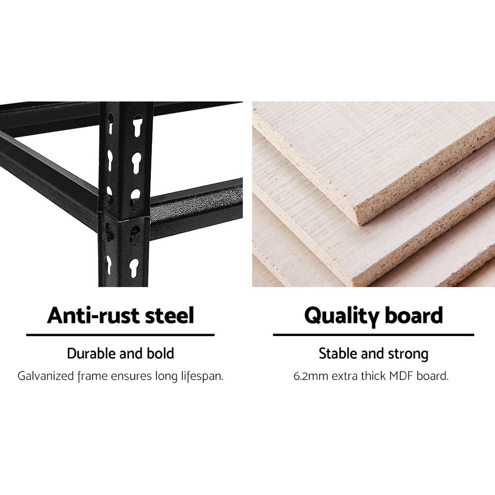 5x1.8M Garage Shelving Warehouse Rack Pallet Racking Storage Shelve Black - Tools > Tools Storage > Wall Storage Racks - Rivercity House & Home Co. (ABN 18 642 972 209) - Affordable Modern Furniture Australia